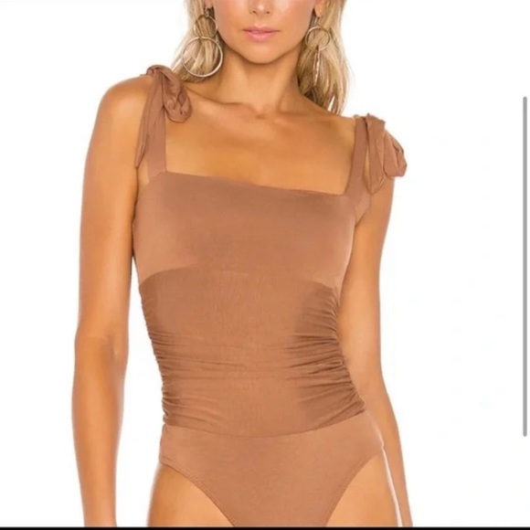 Revolve Brown Ruched Bodsuit - Picture 3 of 6